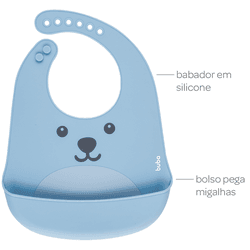 BABADOR DE SILICONE c/ PEGA MIGALHAS GUMY AZUL - V... - VILA JARDIM STORE BABY