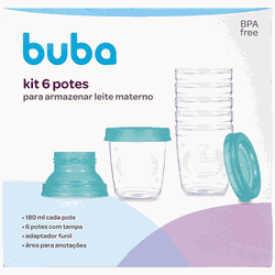 KITS 6 POTES PARA ARMAZENAR LEITE MATERNO - VJB188... - VILA JARDIM STORE BABY