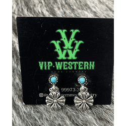Brinco Flor detalhe Azul - b33 - VIP WESTERN
