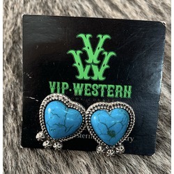 Brinco Coração Turquesa - B13 - VIP WESTERN