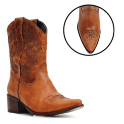 Bota Bico Fino Fóssil Caramelo - 11229caramelo - VIP WESTERN