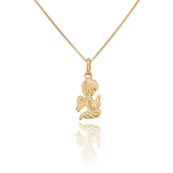 Pingente Anjo da Guarda Ajoelhado em Ouro 18k - P-076 - VIU GOLD