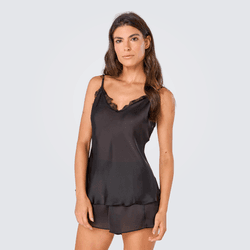 Short Doll Acetinado - Preto