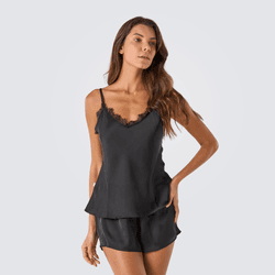 Short Doll Acetinado - Preto