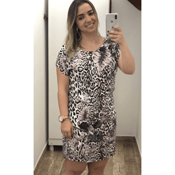 VESTIDO ANIMAL PRINT CURTO MANGUINHAS SOCIAL - LOJA VOLARIUM