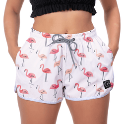 Short Feminino Flamingos Moda Praia ou Academia W2... - W2 STORE