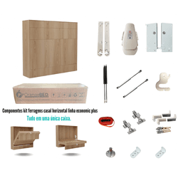 Kit ferragens casal horizontal linha economic plus - WallBedbrasil