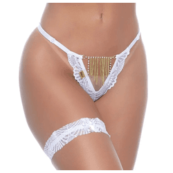 CALCINHA FRANJAS STRASS E PERNEIRA BRANCA - 01945 - YESSEXSHOP