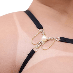 CALCINHA FIO STRASS E PÉROLAS PRETA - 01928 - YESSEXSHOP