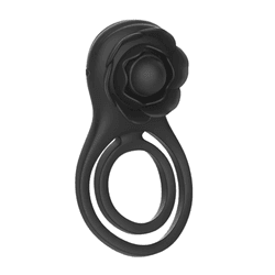 ANEL PENIANO BLACK DUPLO COM ROSA VIBRATÓRIA VIA A... - YESSEXSHOP