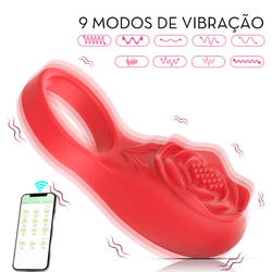 ANEL PENIANO ROSA VERMELHA COM VIBRO VIA BLUETOOTH... - YESSEXSHOP