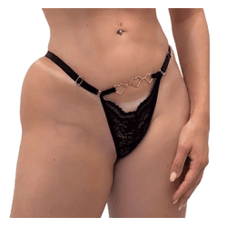 CALCINHA RENDA 3 CORAÇÕES PRETA - 03065 - YESSEXSHOP
