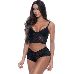 CONJUNTO BABY DOLL RENDA PRETA - 03142 - YESSEXSHOP