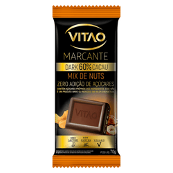 VITAO CHOCOLATE MARCANTE MEIO AMARG MIX NUTS 60% 7... - Zero & Cia 