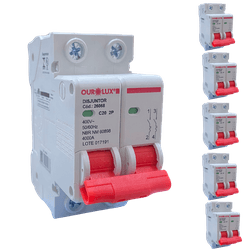 Kit 6 Disjuntores Ourolux 20A Bipolar Curva C - ZUMKELLER