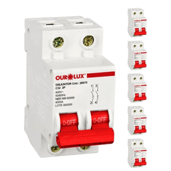 Kit 6 Disjuntores Ourolux 32A Bipolar Curva C – Pr... - ZUMKELLER