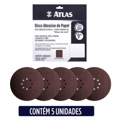 Disco Abrasivo Papel 225mm Grão 220 com 5 Peças - ... - ZUMKELLER