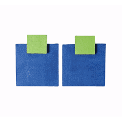 Brinco Quadrado Duplo Verde/Azul - Diovanna Acessórios