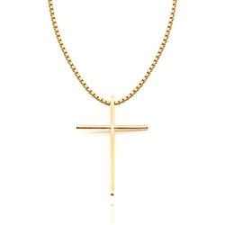 Colar Crucifixo Palito Banhado Ouro 18K - Gióg Joias - Joias e Semijoias 