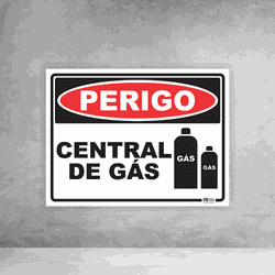 Placa de Sinalização - Perigo Central de Gás - 054... - Inter Adesivos Decorativos