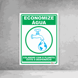 Placa de Sinalização - Economize Água - 054a047 - Inter Adesivos Decorativos