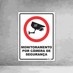 Placa de Sinalização - Monitoramento por Câmera de... - Inter Adesivos Decorativos