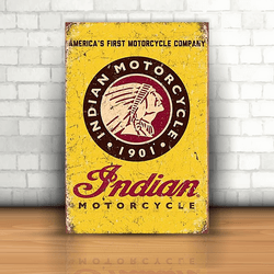 Placa Decorativa - Indian Motos Logo - 053n321 - Inter Adesivos Decorativos