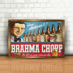 Placa Decorativa - Brahma Chopp 128 anos - 053d346 - Inter Adesivos Decorativos