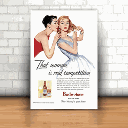 Placa Decorativa - Budweiser Vintage - 053d354 - Inter Adesivos Decorativos