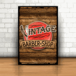 Placa Decorativa - Vintage Barber Shop - 053v485 - Inter Adesivos Decorativos