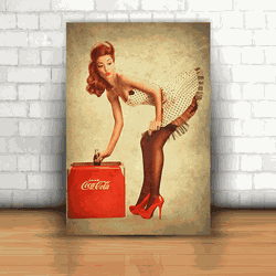 Placa Decorativa - Coca Cola Pin up - 053d049 - Inter Adesivos Decorativos