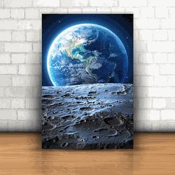 Placa Decorativa - Planeta Terra Vista da Lua - 05... - Inter Adesivos Decorativos