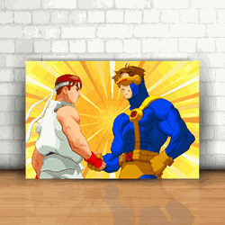 Placa Decorativa - X-Men vs Street Fighter - 053k9... - Inter Adesivos Decorativos