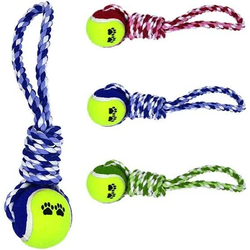 Brinquedo Para Cachorro Corda Com Bola De Tenis E ... - Loja Animália