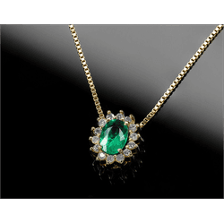 Colar de Esmeralda oval com Diamantes - NJ121 - NATIV JOIAS