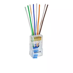 CONECTOR MACHO RJ45 CAT5E DE PASSAGEM INTERNET - P... - Acretec Distribuidora 