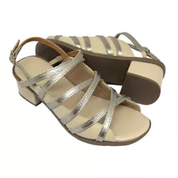 Sandália Violeta - Bege com Prata velho - A de Acessórios | Sapatos Femininos