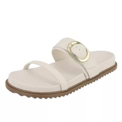 Papete Lisboa Rasteira Fivela OffWhite - Agnes Veronez