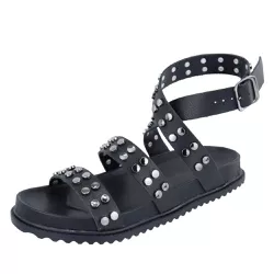 Papete Atenas Rasteira Apliques Fecho Preto - Agnes Veronez