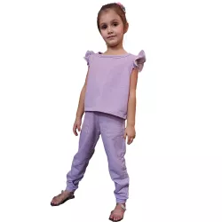 Conjunto de calça jogging e blusa em linho Lilas -... - ALIARTE CONFECÇÕES