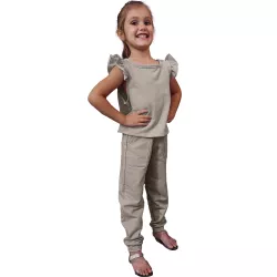 Conjunto de calça jogging e blusa em linho Champag... - ALIARTE CONFECÇÕES