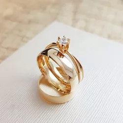 Aliança de Ouro 18k O PAR + ANEL - RJ470 - ALIANÇAS RAINHA VIRTUAL 