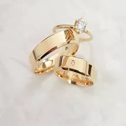 Aliança de Ouro 18k O PAR + ANEL - RJ48 - ALIANÇAS RAINHA VIRTUAL 