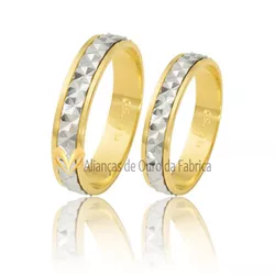 Alianças Em Ouro Bodas De Prata Trabalhada - B-12 - Alianças da Fabrica 