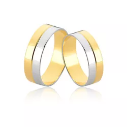 Alianças Duas Cores Branco e Amarelo - E-73 - Alianças da Fabrica 