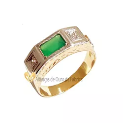 Anel De Formatura Em Ouro Com Pedras - F-04-Z - Alianças da Fabrica 
