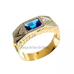 Anel De Formatura Em Ouro Com Pedras - F-05-Z - Alianças da Fabrica 