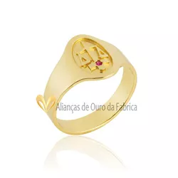 Anel De Formatura De Direito De Ouro - F-622-N - Alianças da Fabrica 