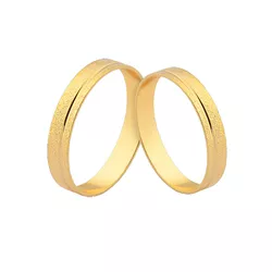 Alianças De Ouro Retas Diamantadas Com Friso Lateral - J-355 - Alianças da Fabrica 