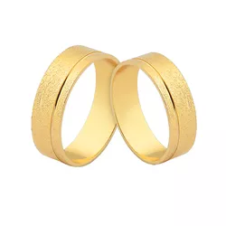 Alianças De Ouro Reta Diamantada Com Friso Lateral - J-380 - Alianças da Fabrica 
